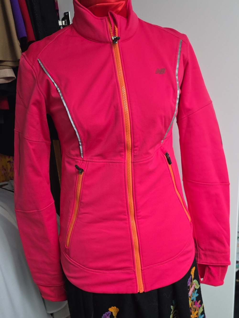 New Balance Women Orange Pink Zip-Front Active Jacket Cardigan S-M New WOT